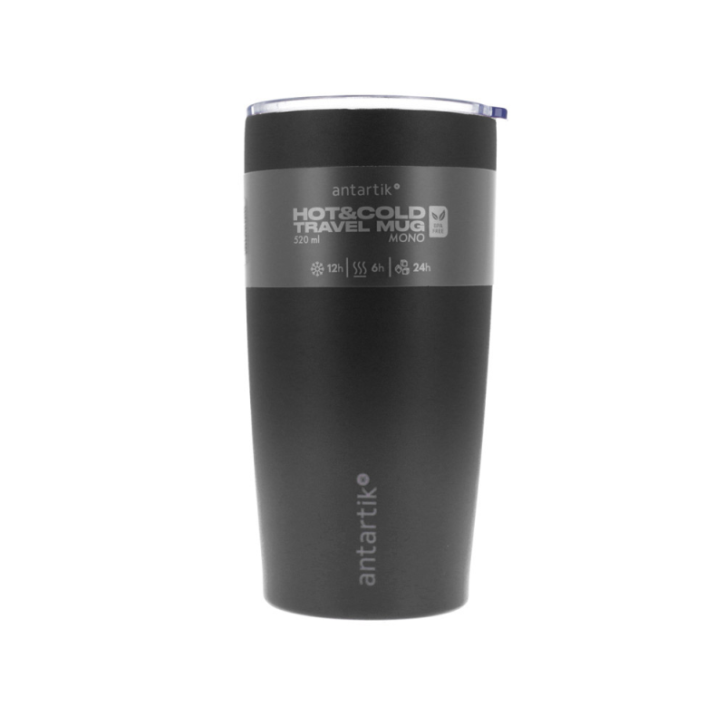 Vaso termico antartik mono tapa hermetica acero inoxidable libre de bpa negro 520 ml