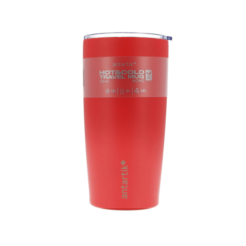Vaso termico antartik mono tapa hermetica acero inoxidable libre de bpa rojo 520 ml