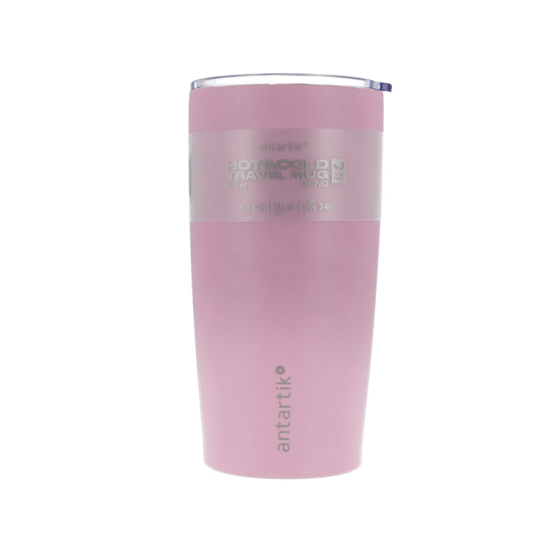 Vaso termico antartik mono tapa hermetica acero inoxidable libre de bpa rosa 520 ml