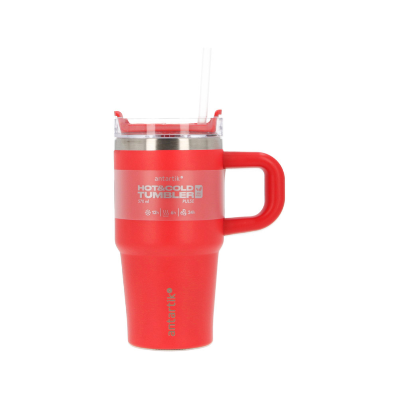 Taza termica asa antartik pulse isotermica tapa hermetica acero inoxidable pajita libre bpa rojo 570 ml
