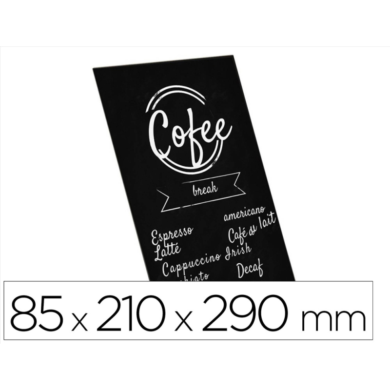 Pizarra de sobremesa archivo 2000 en forma de l a4 vertical metacrilato negro 100% reciclable 85x210x290 mm