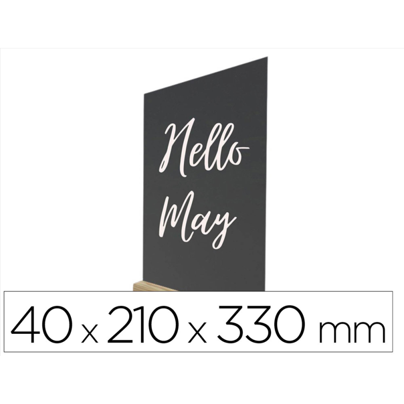 Pizarra doble cara archivo 2000 con base de madera a4 vertical metacrilato negro 100% reciclable 40x210x330 mm