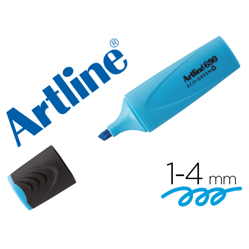 Rotulador artline fluorescente ek-690 eco green punta biselada 1-4 mm azul