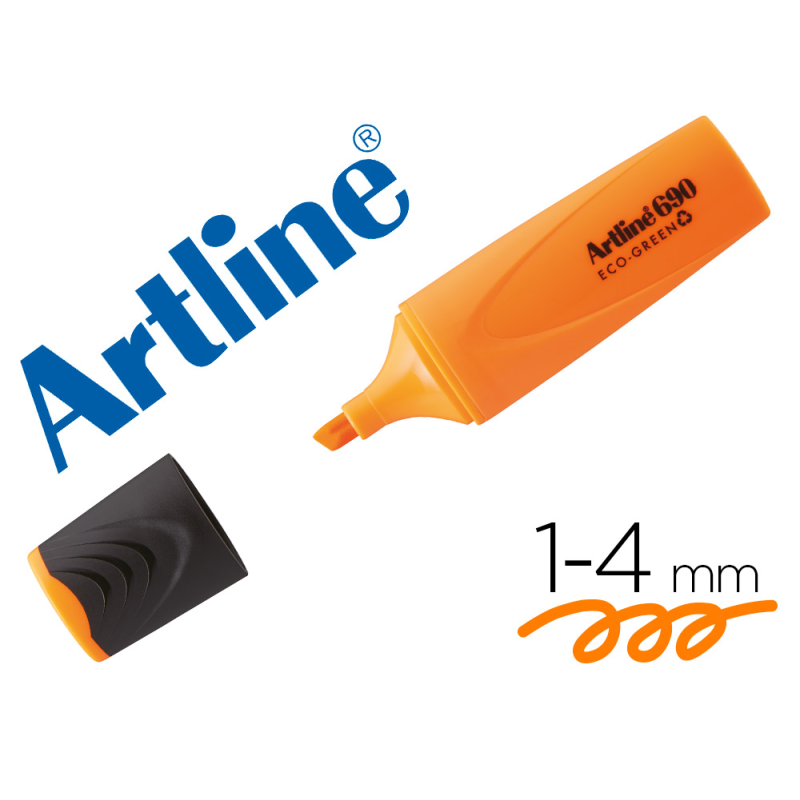 Rotulador artline fluorescente ek-690 eco green punta biselada 1-4 mm naranja