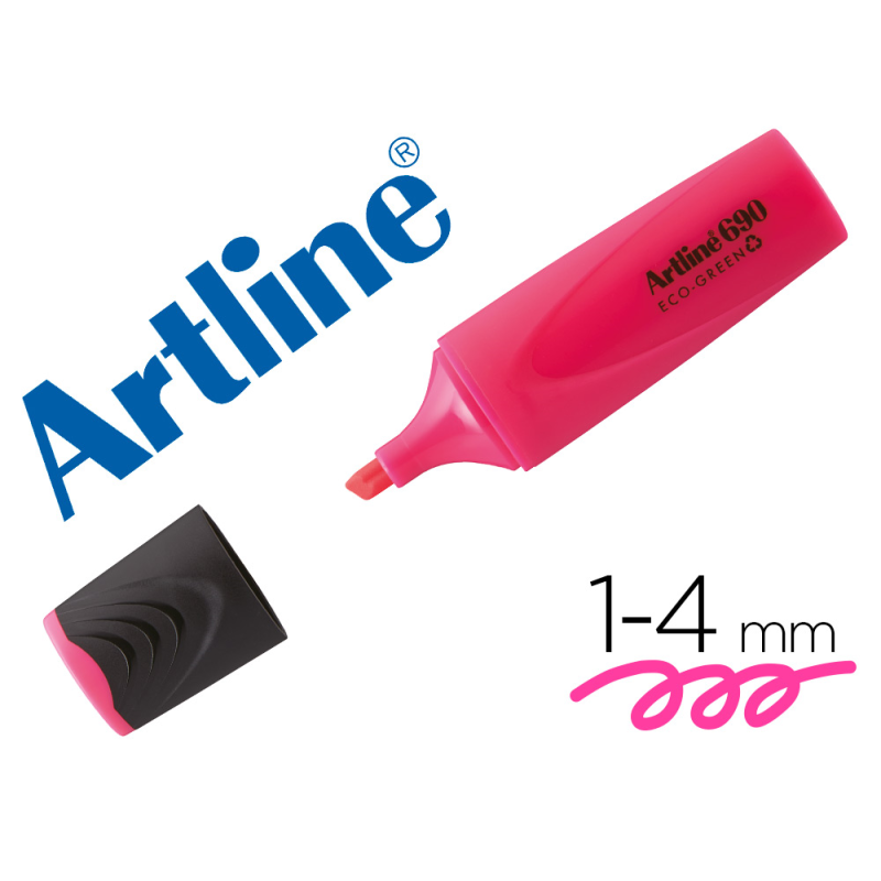 Rotulador artline fluorescente ek-690 eco green punta biselada 1-4 mm rosa