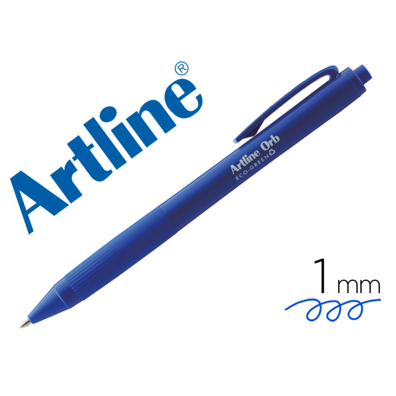 Boligrafo artline orb eco green retractil 1 mm azul