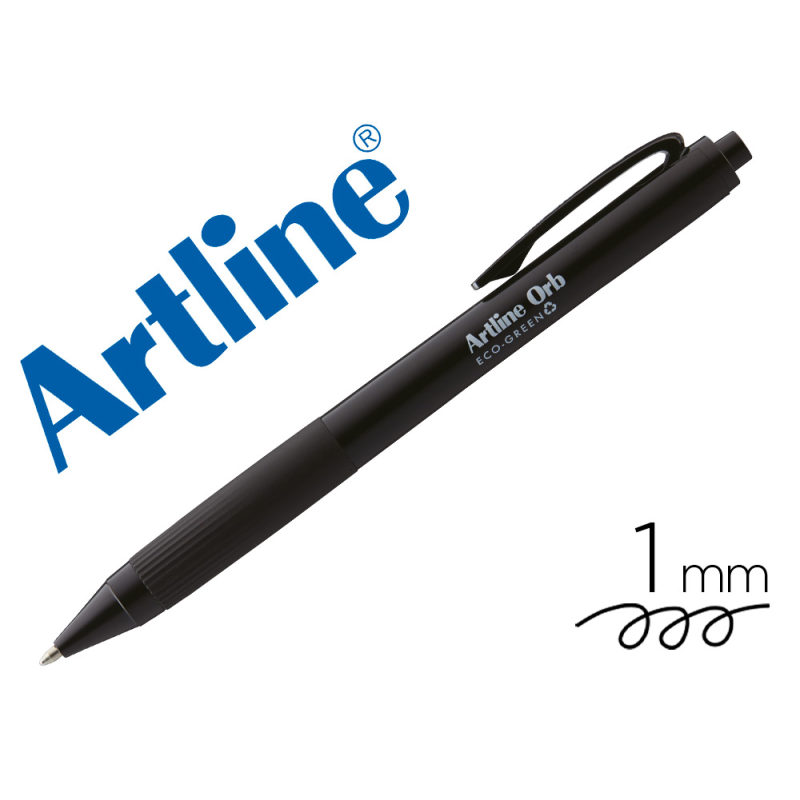 Boligrafo artline orb eco green retractil 1 mm negro