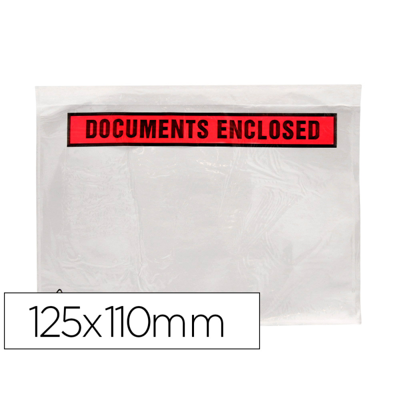 Sobre autoadhesivo q-connect portadocumentos 125x110 mm sin ventana paquete de 100 unidades
