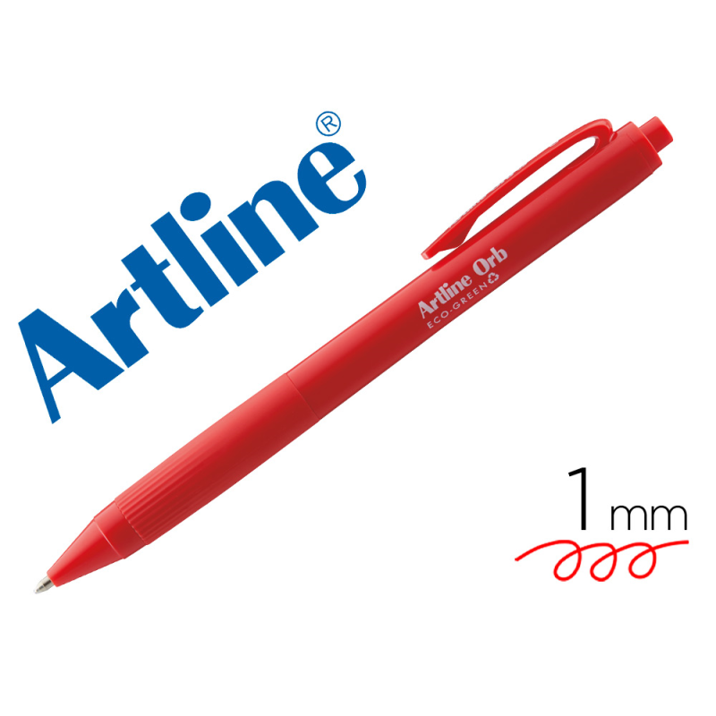 Boligrafo artline orb eco green retractil 1 mm rojo