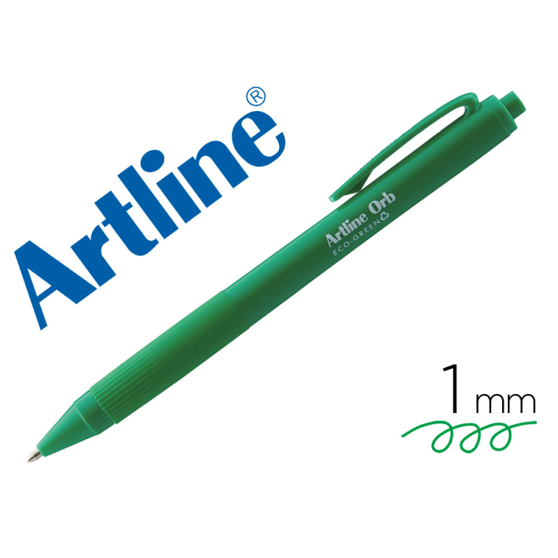 Boligrafo artline orb eco green retractil 1 mm verde