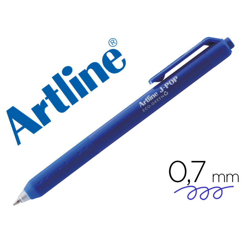 Boligrafo artline j-pop eco green retractil tinta gel 0,7 mm azul