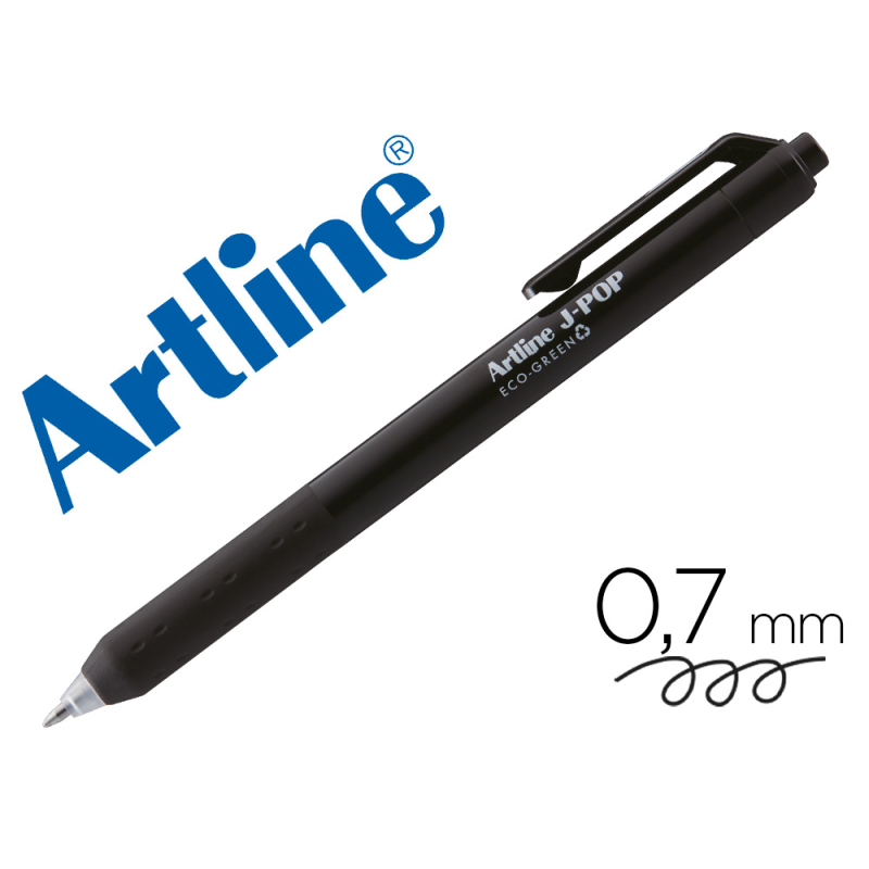 Boligrafo artline j-pop eco green retractil tinta gel 0,7 mm negro