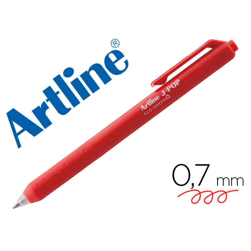 Boligrafo artline j-pop eco green retractil tinta gel 0,7 mm rojo