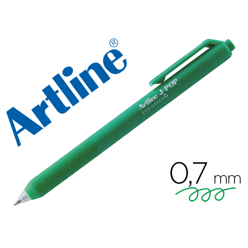 Boligrafo artline j-pop eco green retractil tinta gel 0,7 mm verde