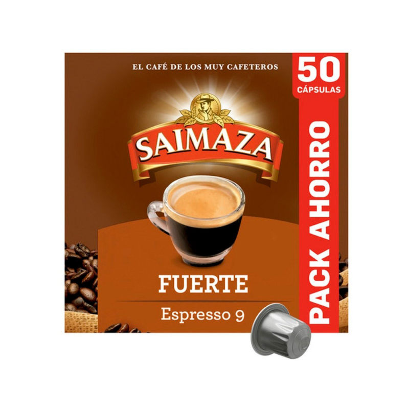 Cafe saimaza fuerte espresso intensidad 9 caja de 50 capsulas compatible nespresso