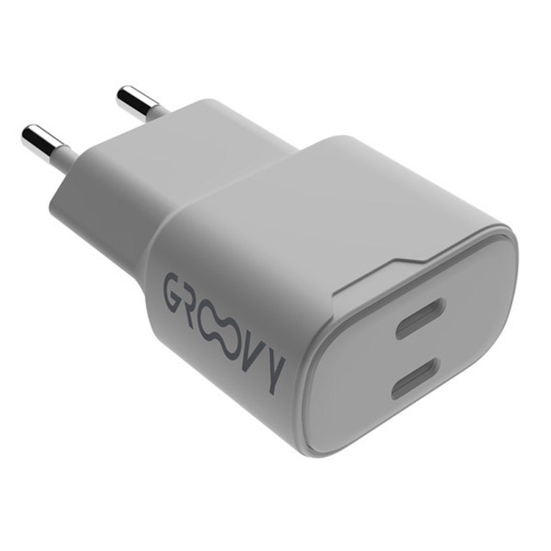 Cargador de pared groovy 2 usb-c carga rapida blanco