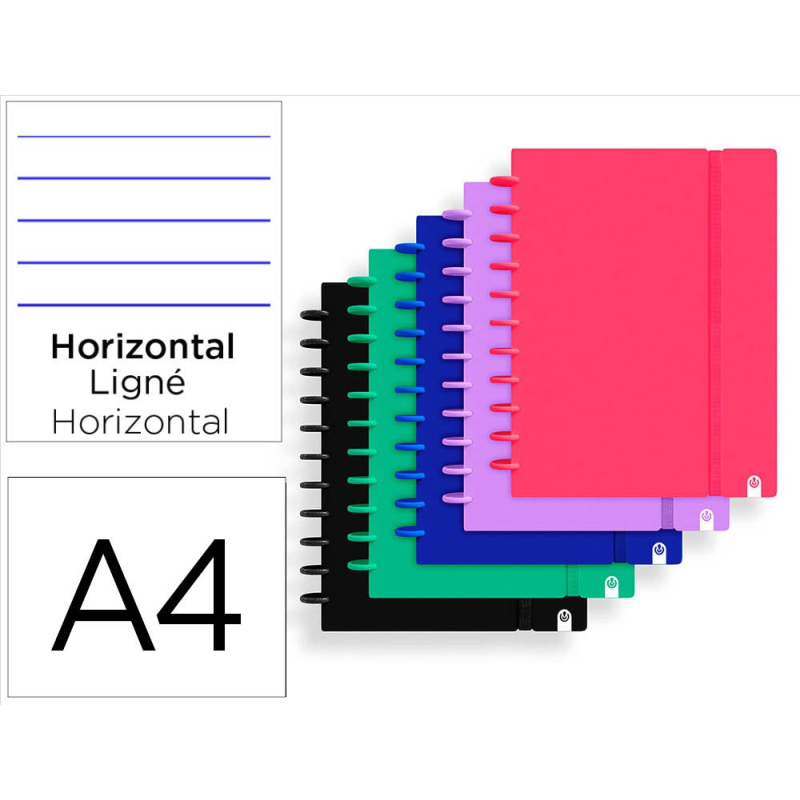 Cuaderno ingeniox foam a4 80h rayado horizontal colores intense surtidos