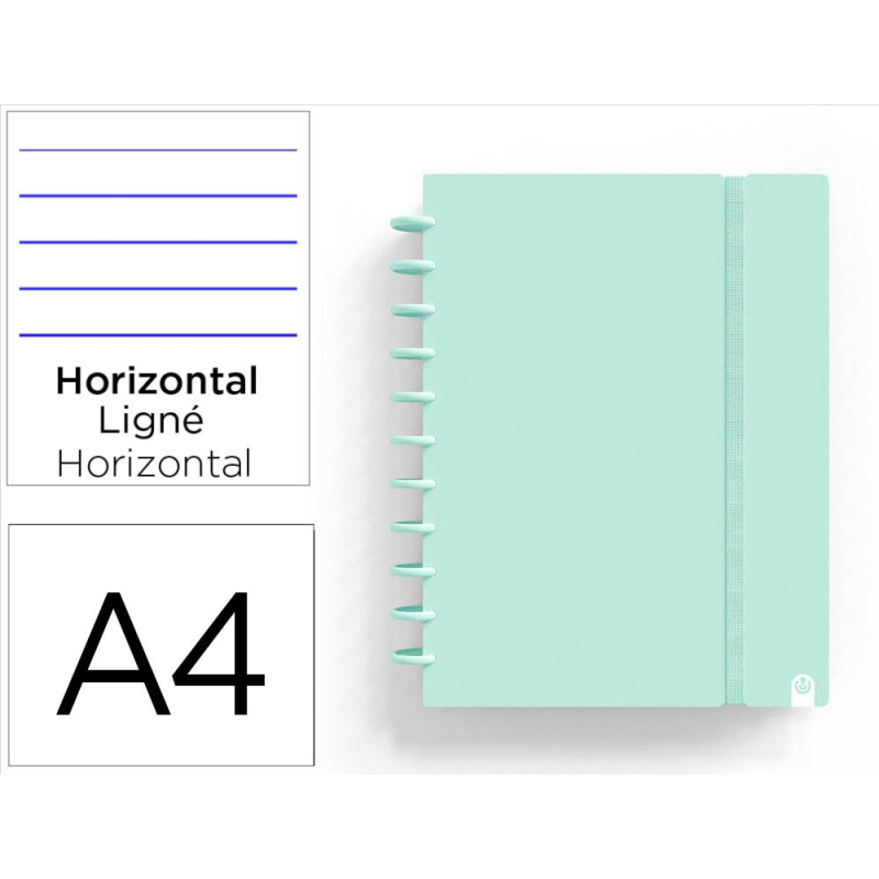 Cuaderno ingeniox foam a4 80h rayado horizontal menta pastel