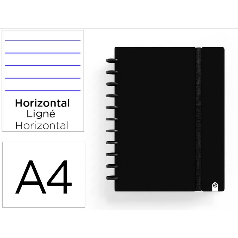 Cuaderno ingeniox foam a4 80h rayado horizontal negro