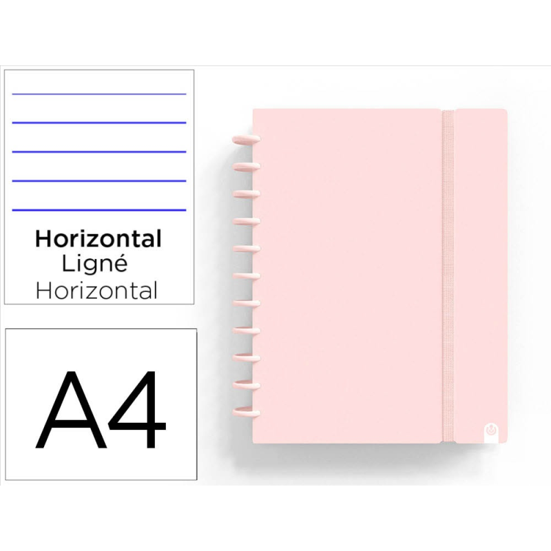 Cuaderno ingeniox foam a4 80h rayado horizontal rosa pastel