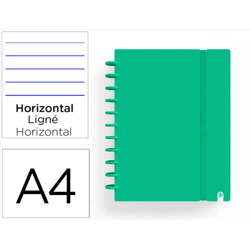 Cuaderno ingeniox foam a4 80h rayado horizontal verde