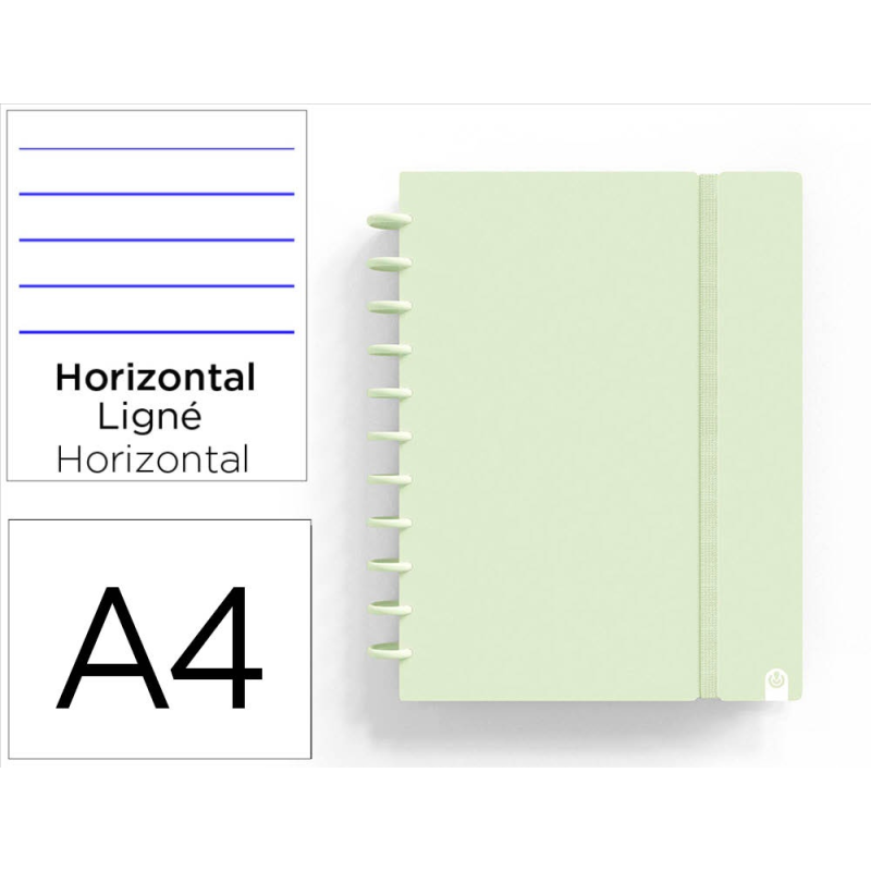 Cuaderno ingeniox foam a4 80h rayado horizontal verde pastel