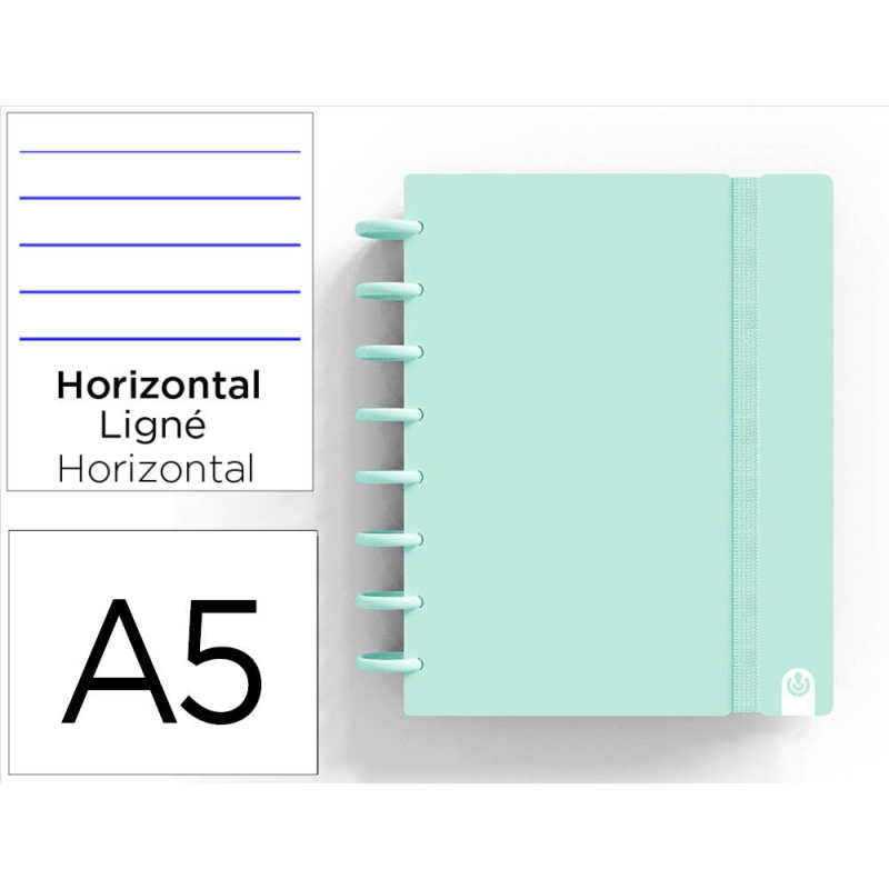 Cuaderno ingeniox foam a5 80h rayado horizontal menta pastel