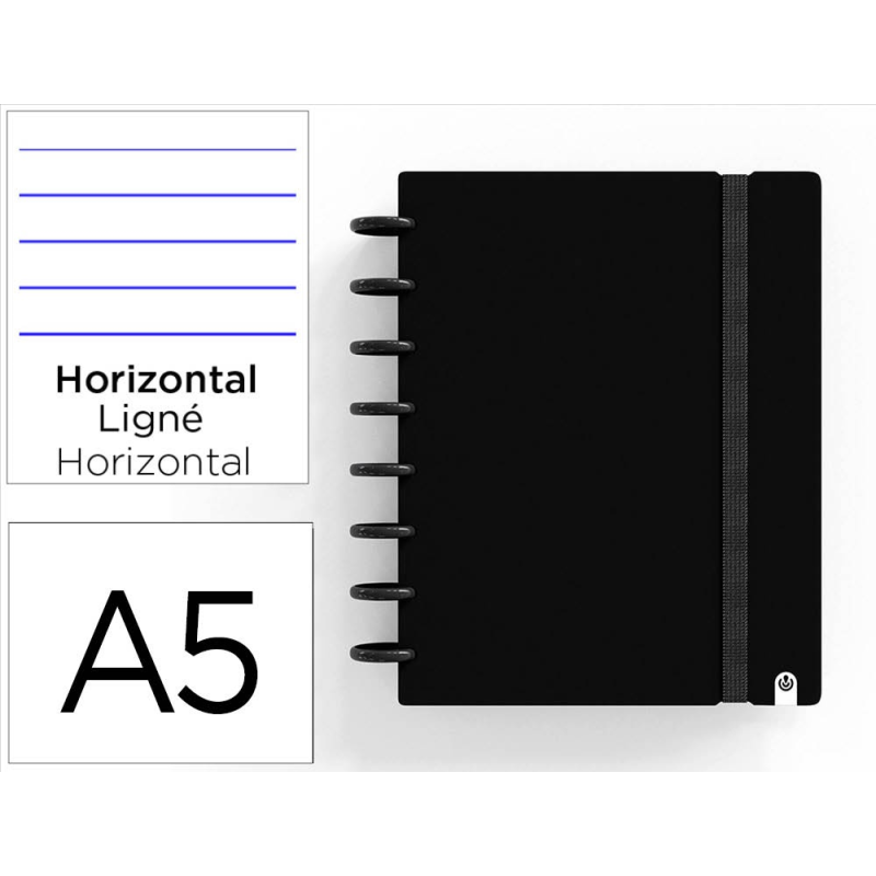 Cuaderno ingeniox foam a5 80h rayado horizontal negro