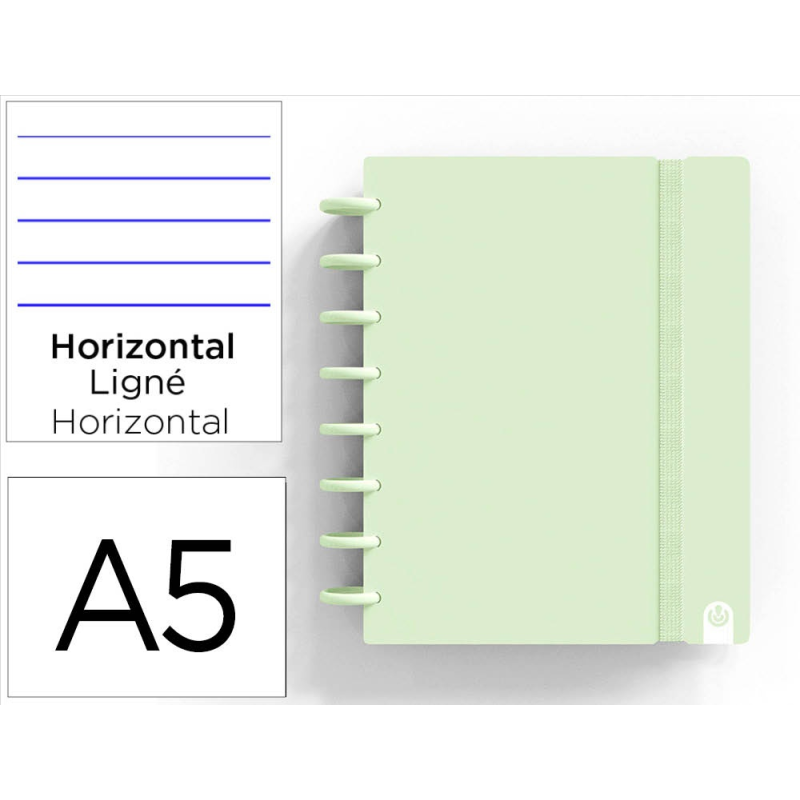 Cuaderno ingeniox foam a5 80h rayado horizontal verde pastel