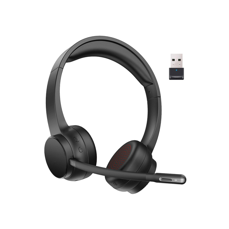 Auricular q-connect inalambrico diadema con microfono flexible y boton de bluetooth usb color negro