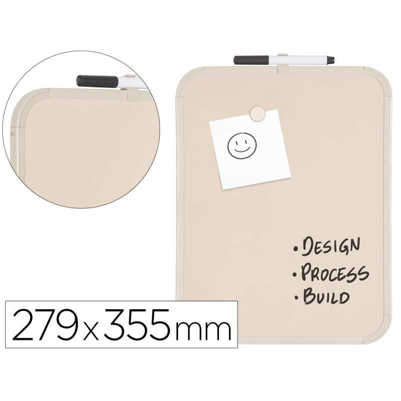 Pizarra blanca bi-office easy magnetica con rotulador color beige 279x355 mm