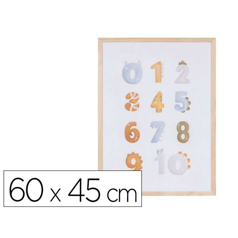 Pizarra blanca bi-office magnetica acero lacado blanco marco de madera con numeros para niños 600x450 mm