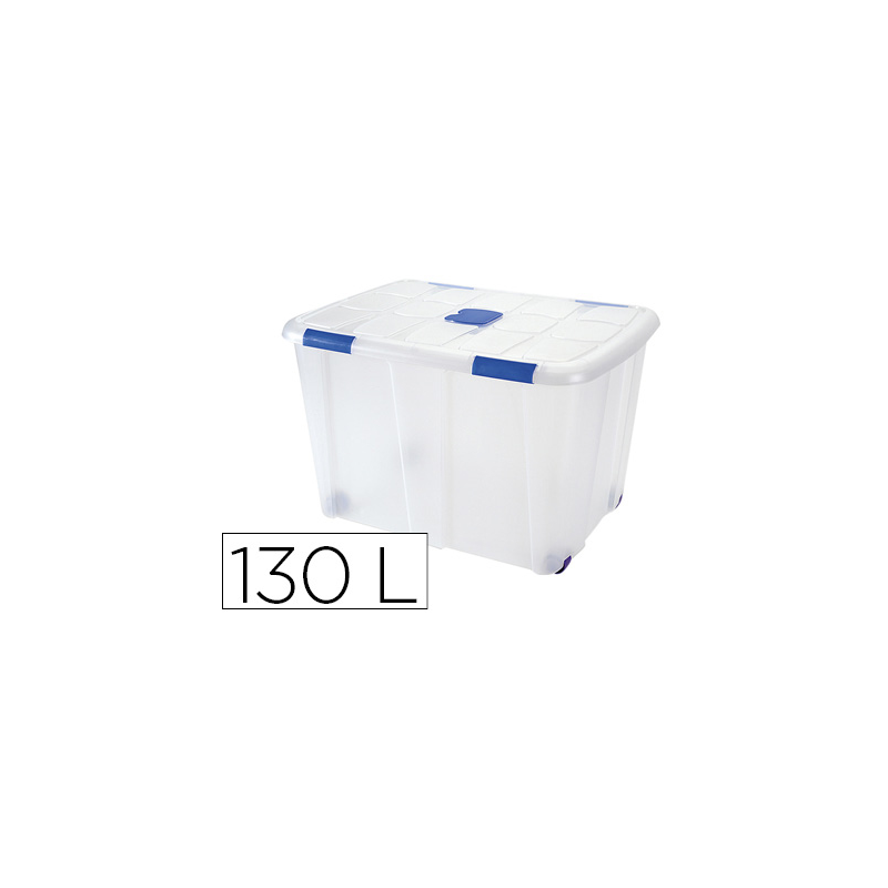 Contenedor plastico plasticforte 130 litros n 16 transparente con tapa 480x740x540 mm