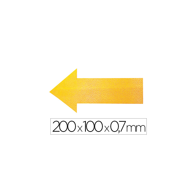 Simbolo adhesivo durable pvc forma de flecha para delimitacion suelo amarillo 200x100x0,7 mm pack de 10