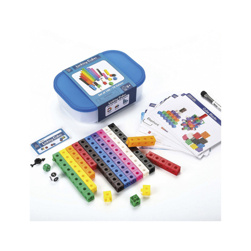 Cubo engarzable para juegos matematicos set de 100 unidades en 10 colores surtidos + 3 años