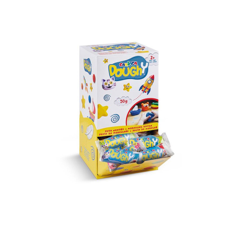 Pasta para modelar carioca doughy 50 gr expositor sobremesa 48 unidades colores surtidos
