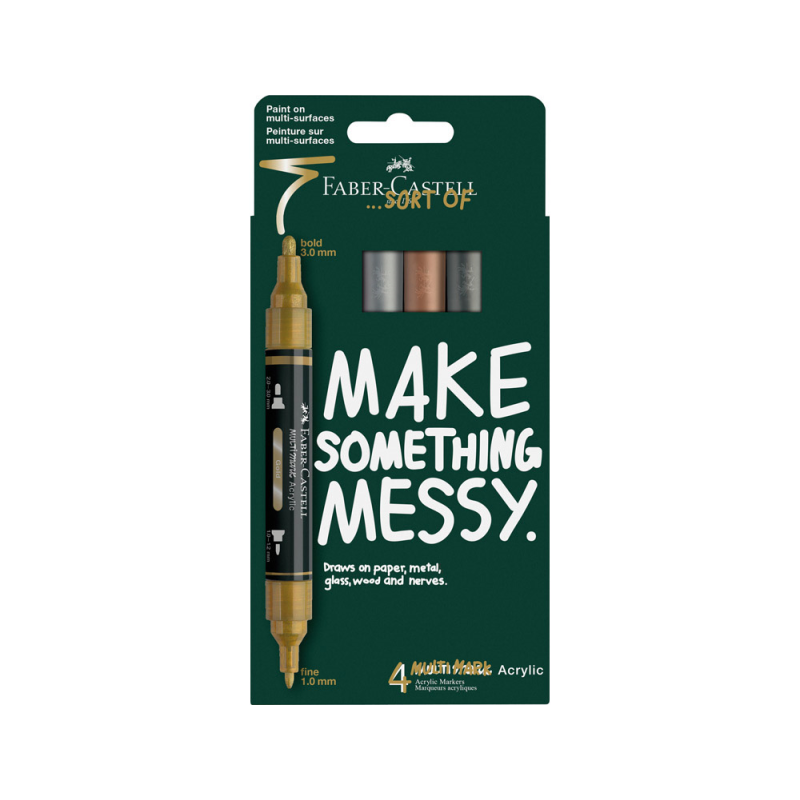Rotulador faber castell acrili acrilico doble punta caja de 4 unidades colores metalicos surtidos