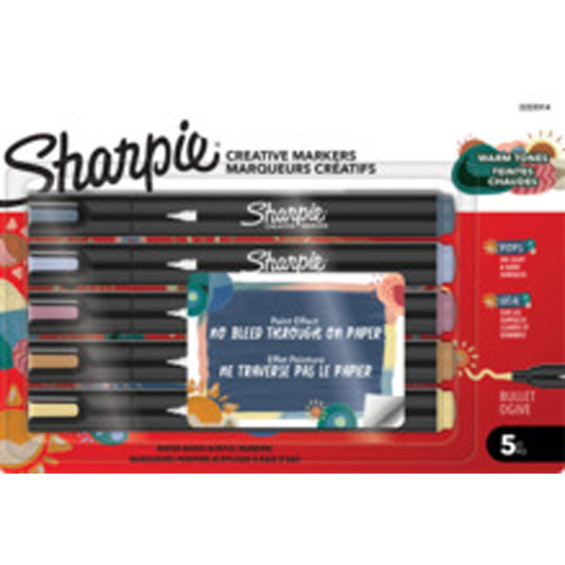 Rotulador sharpie acrilico creative markers bull tonos calidos blister de 5 unidades colores surtidos