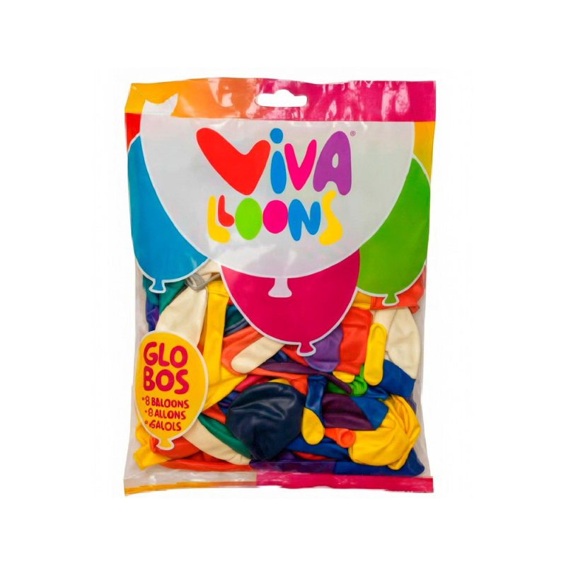 Globo 100% latex biodegradable vivalloons surtido especial colores surtidos bolsa de 250 gr