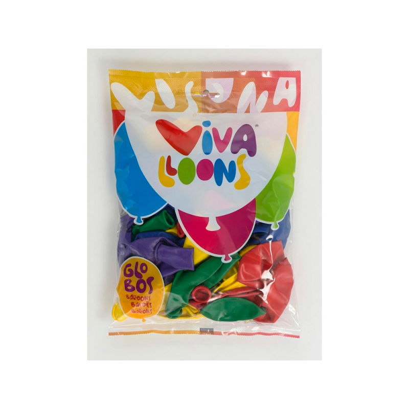 Globo 100% latex biodegradable vivalloons bolsa de 50 unidades colores surtidos
