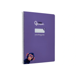 Cuaderno espiral liderpapel a4 pautaguia tapa dura 80h 90 gr cuadro pautado 3mm color lila