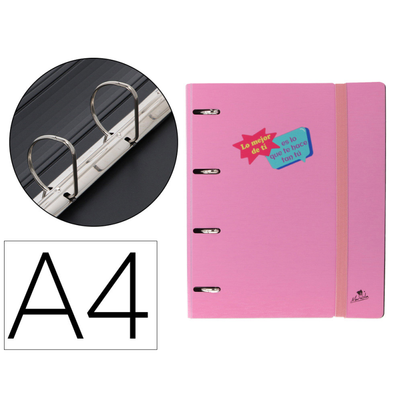 Carpeta 4 anillas 40 mm mixtas mariola polyfoam din a4 sin recambio estrellas pastel frases