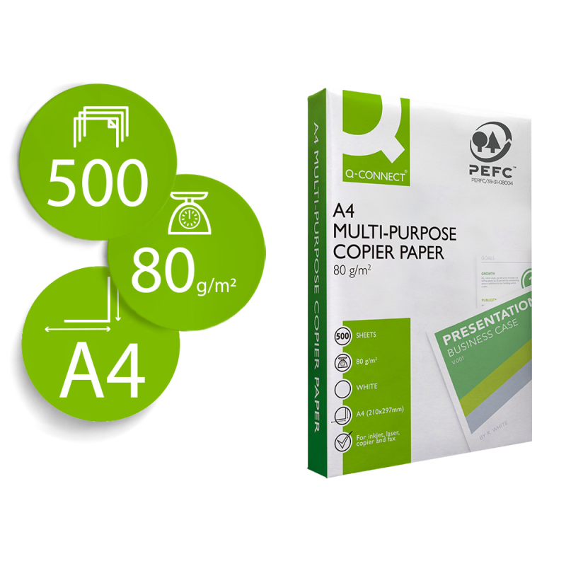 Papel fotocopiadora q-connect faster din a4 80 gramos paquete de 500 hojas