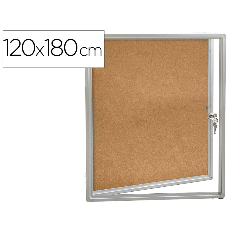 Vitrina de anuncio rocada puerta apertura horizontal corcho 24xa4