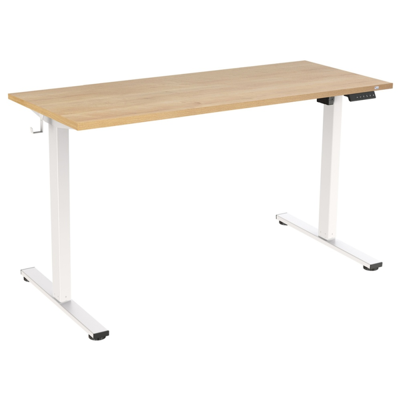 Mesa regulable rocada e-table eco regulable en altura electrica estructura metalica blanco/roble 120x60 cm