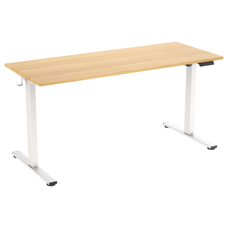 Mesa regulable rocada e-table eco regulable en altura electrica estructura metalica blanco/haya 140x80 cm