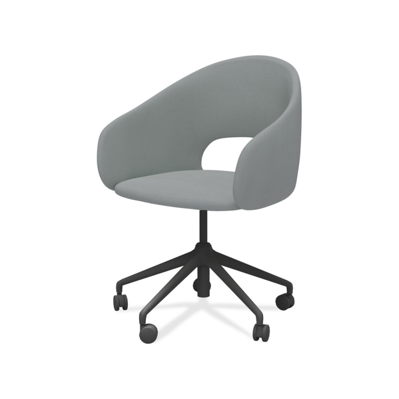 Butaca rocada von-a con ruedas base color negro tapizado gris 58x64x81 cm