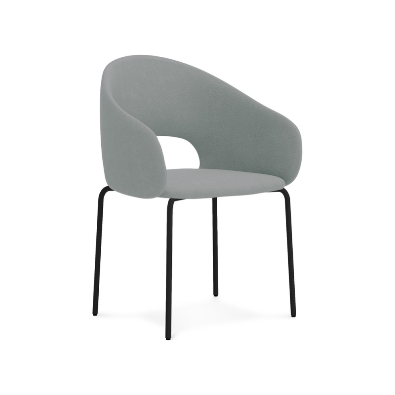 Butaca rocada von-c con base metalica de 4 patas base color negro tapizado gris 60x58x79 cm