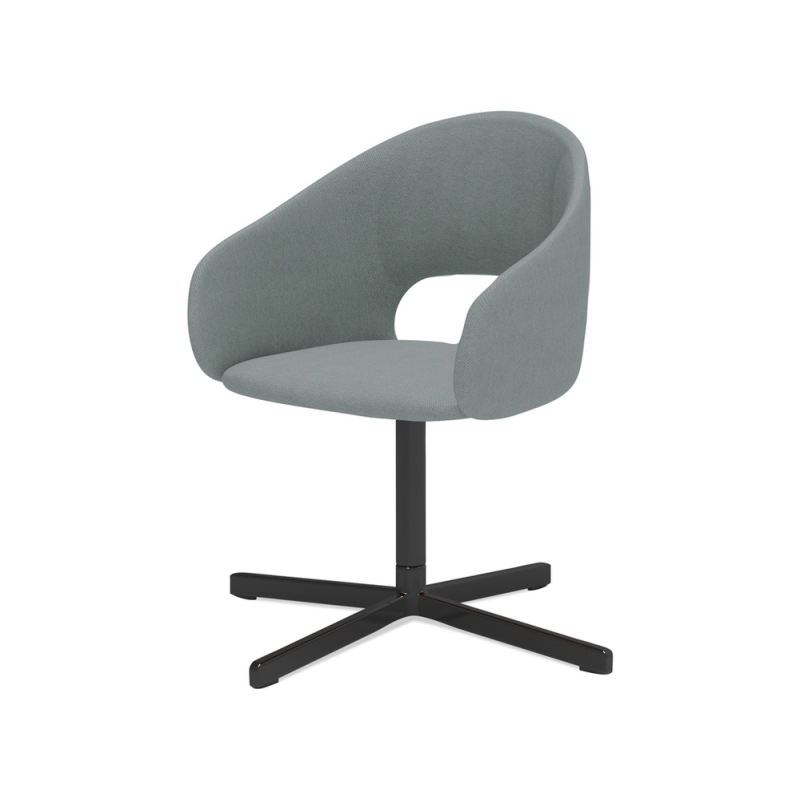 Butaca rocada avon-e con base metalica estrella de 4 puntas color negro tapizado gris 60x56x79 cm