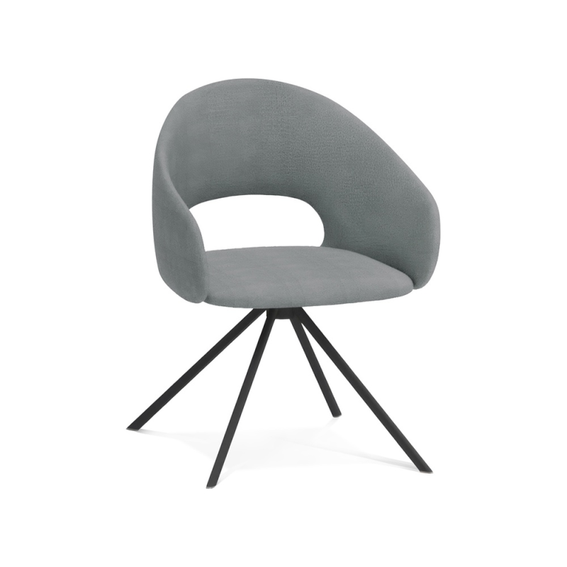 Butaca rocada avon-f con base metalica piramidal de 4 patas color negro tapizado gris 60x56x79 cm